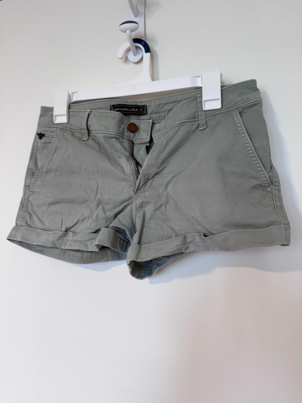 Abercrombie & Fitch Sage Green Roll-Cuff Jean Shorts